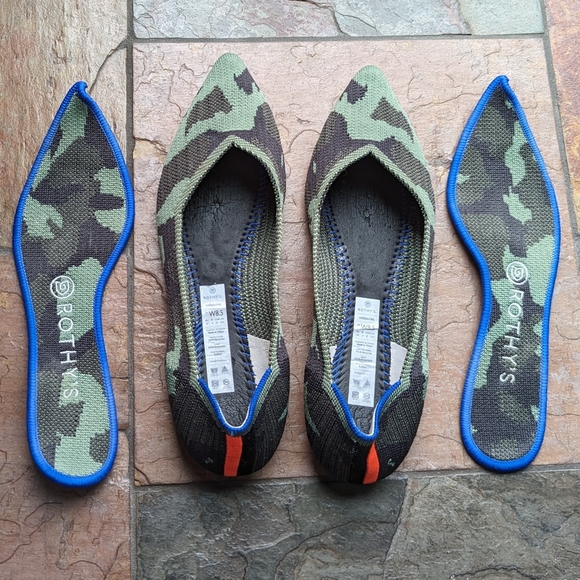 exc ROTHY'S olive green camo point flats 8.5 - Picture 6 of 7